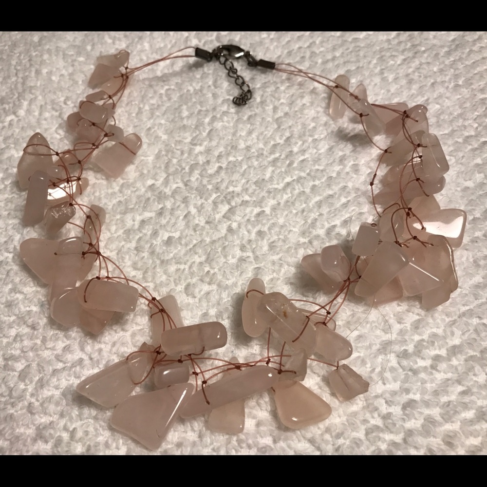 Handcrafted Rose Quartz Dangle Necklace